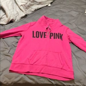 Pink quarter zip sweatshirt